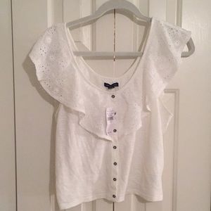 NWT American Eagle white eyelet cotton top M